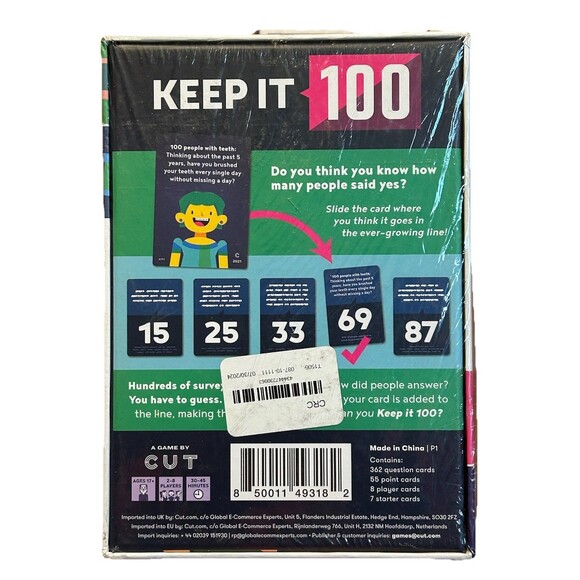 Keep It 100 The Cut Game of Surprising Surveys Party Card Game NEW Sealed - Picture 3 of 4
